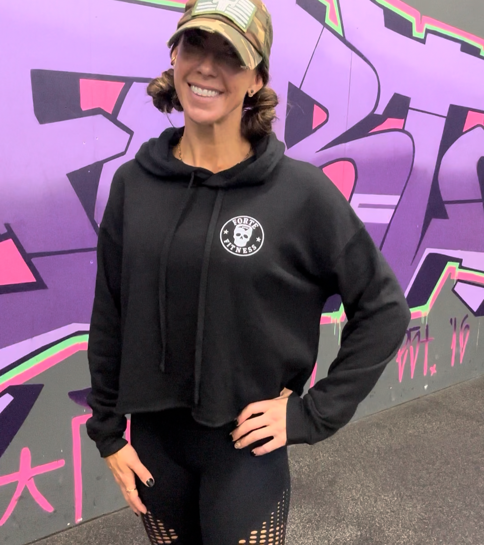 Crop Hoodie SKULL NC LOGO Black