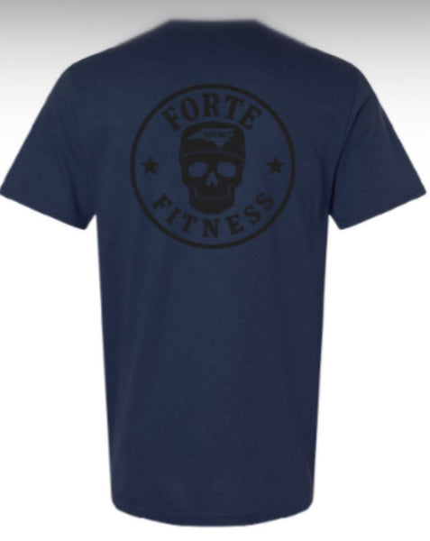 T-SHIRT CO-ED Tan/Navy/Gray Skull NC Logo