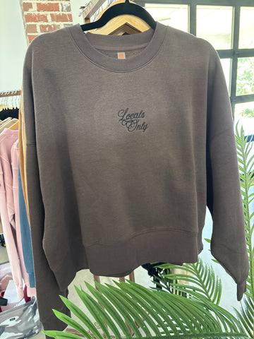Brown Embroidered Balloon Sleeve Sweatshirt- LOCALS ONLY