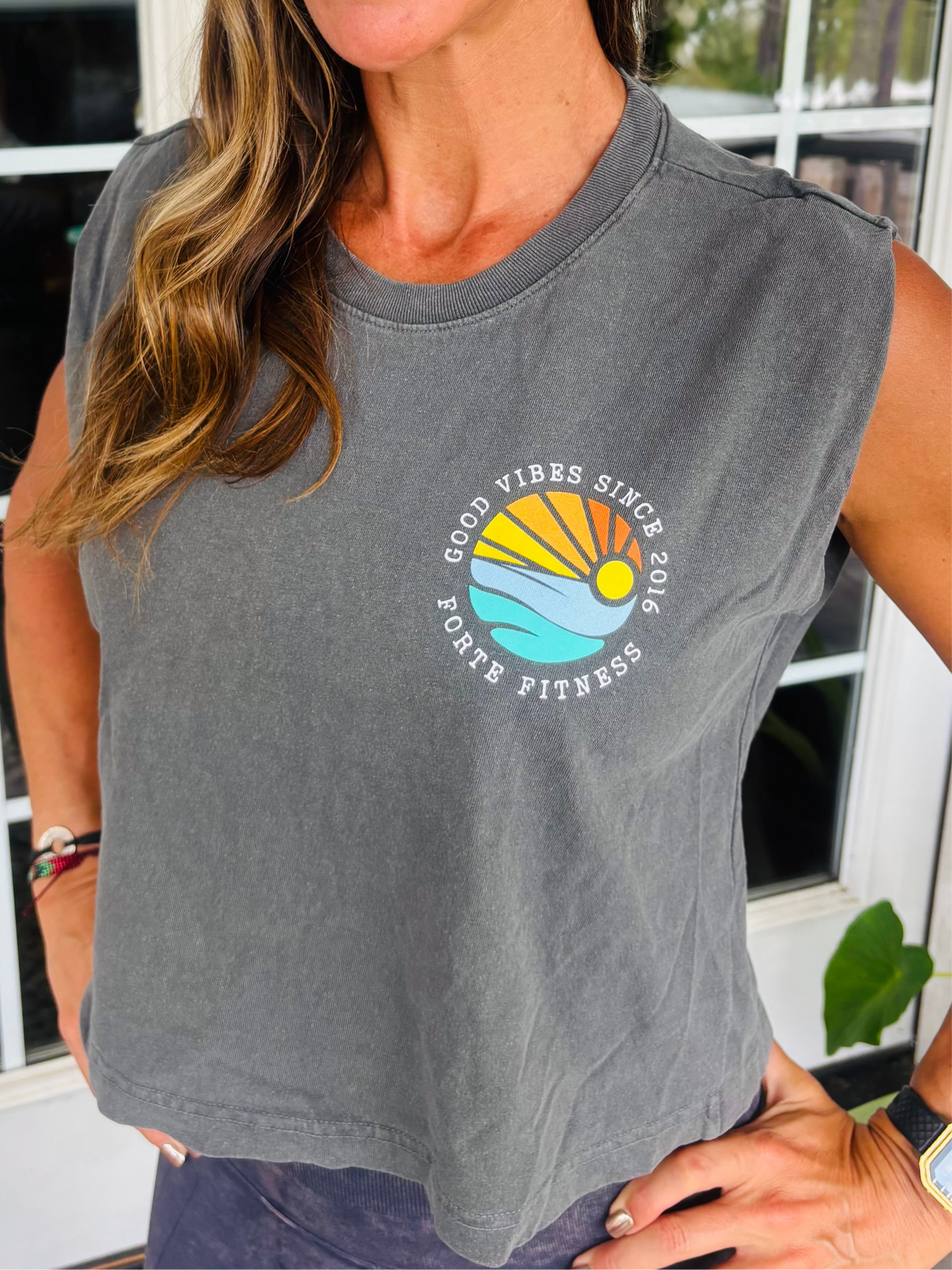 GOOD VIBES 25' MUSCLE TANK HVY WT: Gray