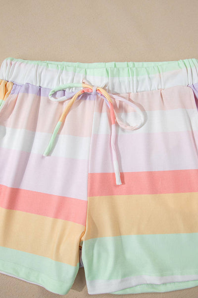 Rainbow Stripe Shirt and Short 2pcs Lounge Set