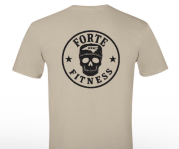 T-SHIRT CO-ED Tan/Navy/Gray Skull NC Logo