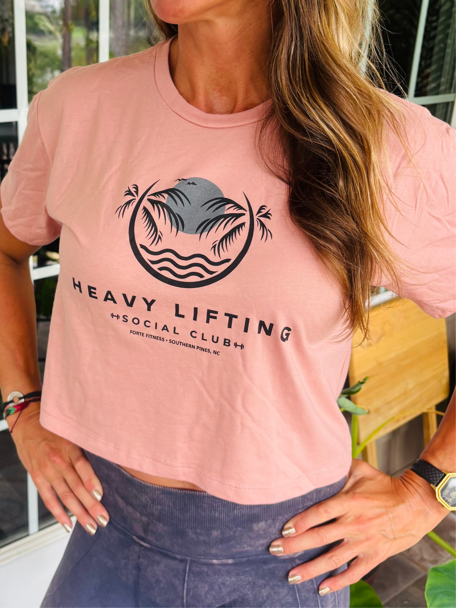 HEAVY LIFTING 25' CROP T-SHIRT: Desert Pink