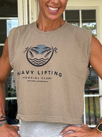HEAVY LIFTING 25' MUSCLE TANK HVY WT: Brown