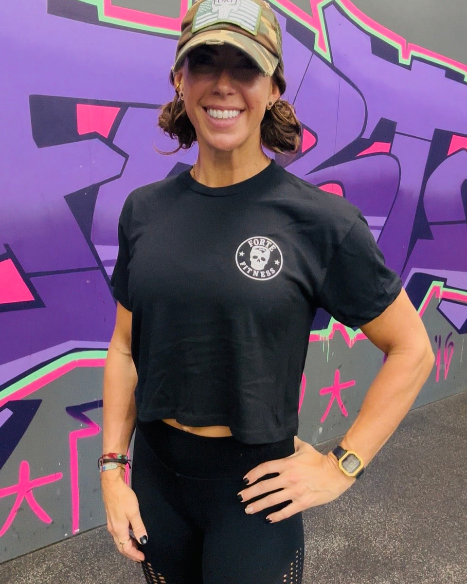 Crop Tee SKULL NC LOGO Black