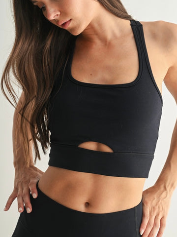 FORTE Embroidered Keyhole Mesh Bra