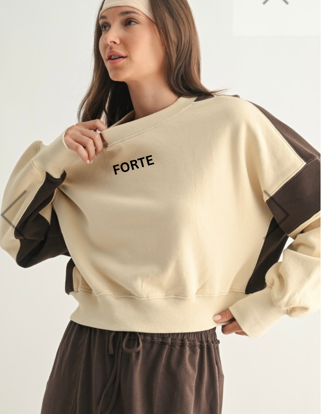 FORTE Embroidered BLACK/CREAM Blocked Sweatshirt