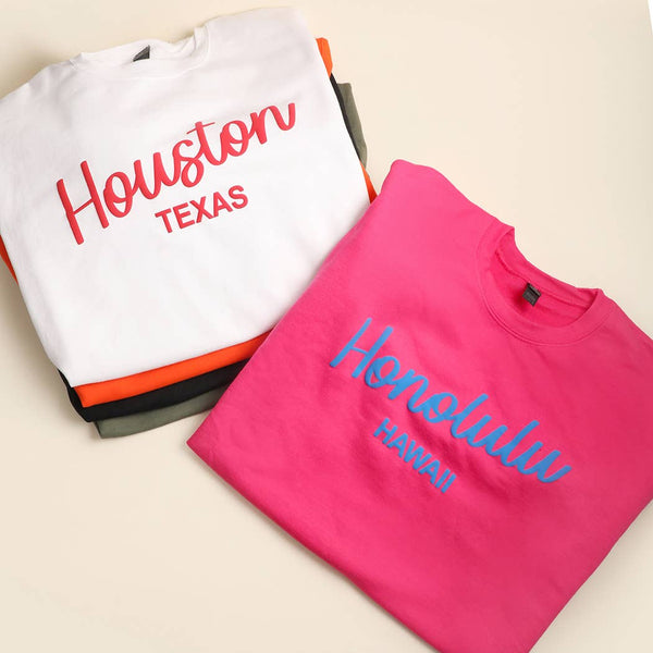 Custom City & State Puff Print Heavyweight Sweatshirt