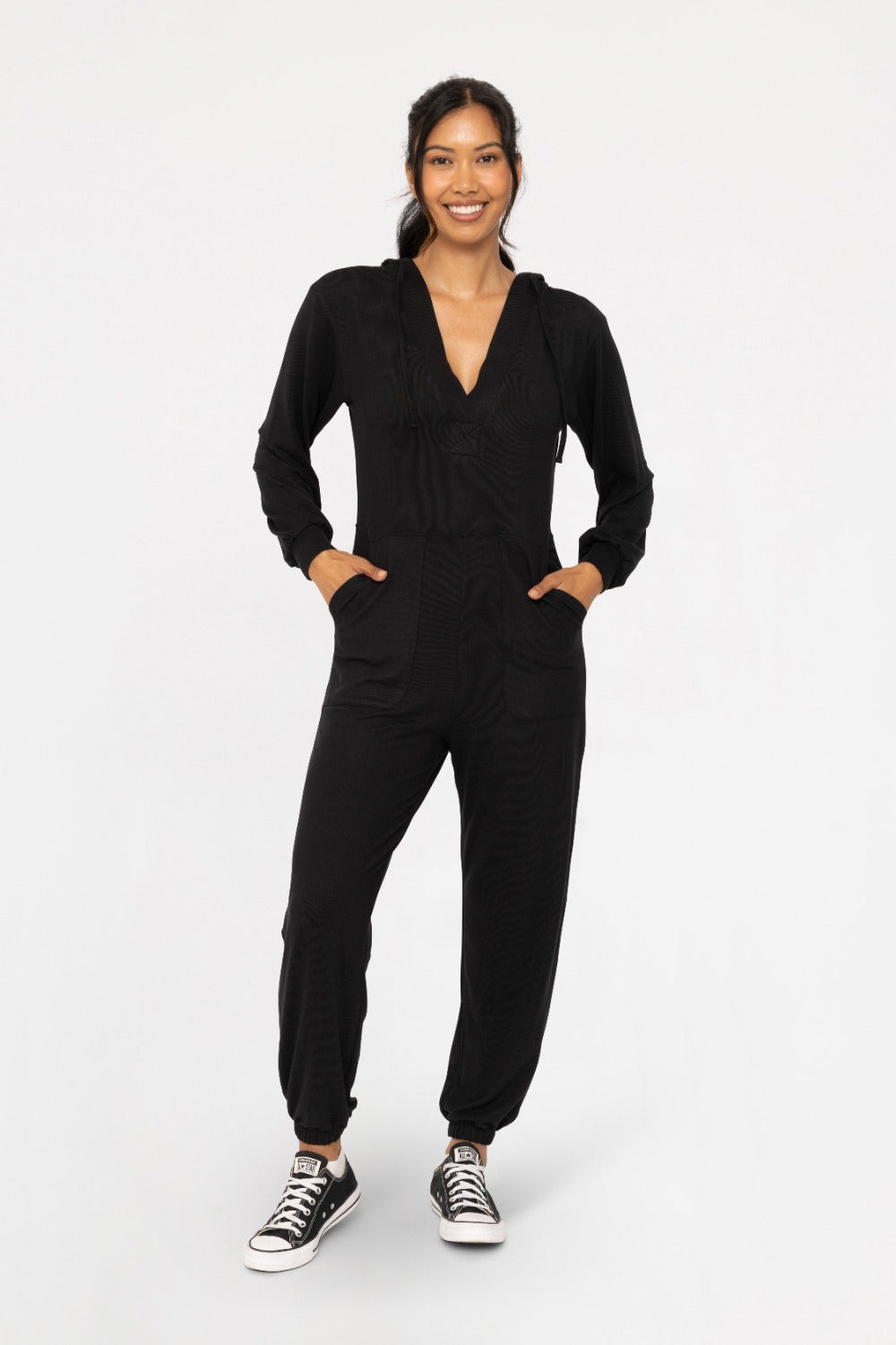 Hooded jumpsuit - black