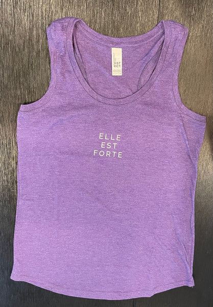 Elle Est Forte Racerback Tank- purple